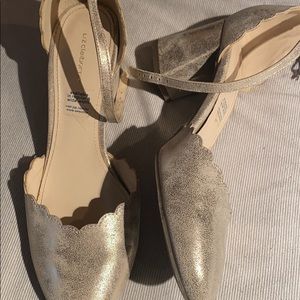 Gold/ silver cream chunky heels